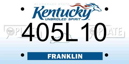 405L10 Kentucky License Plate