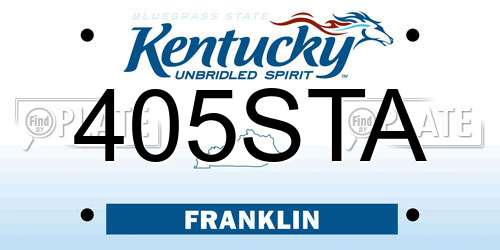 405STA Kentucky License Plate