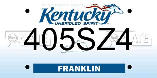405SZ4 Kentucky License Plate