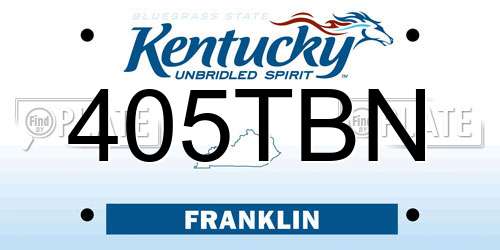 405TBN Kentucky License Plate