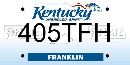 405TFH Kentucky License Plate