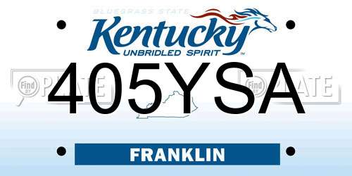 405YSA Kentucky License Plate