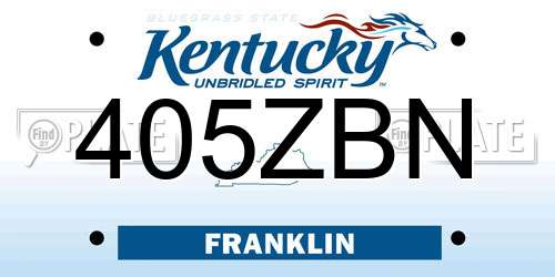 405ZBN Kentucky License Plate