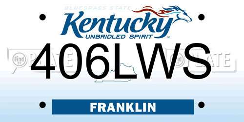 406LWS Kentucky License Plate