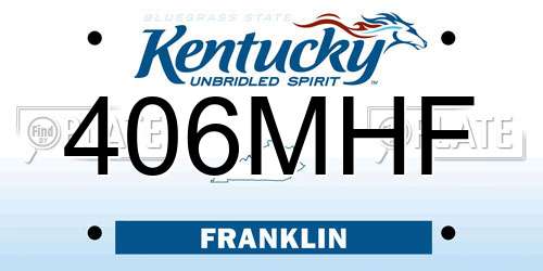406MHF Kentucky License Plate