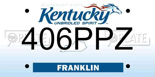 406PPZ Kentucky License Plate