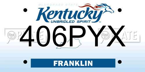 406PYX Kentucky License Plate