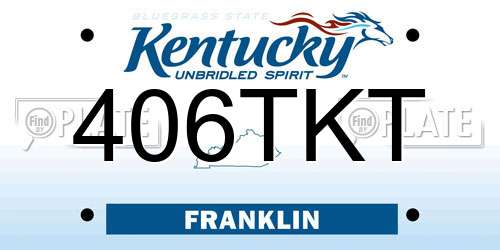 406TKT Kentucky License Plate