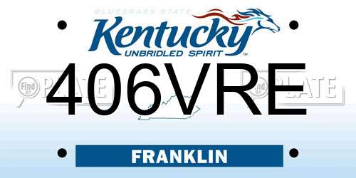 406VRE Kentucky License Plate