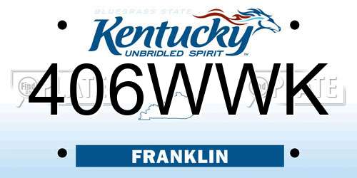 406WWK Kentucky License Plate