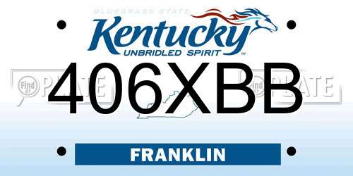 406XBB Kentucky License Plate