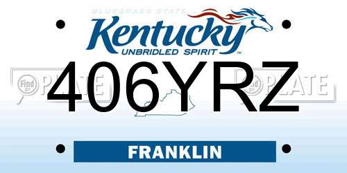 406YRZ Kentucky License Plate