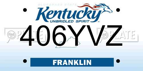 406YVZ Kentucky License Plate