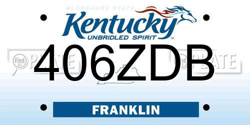 406ZDB Kentucky License Plate