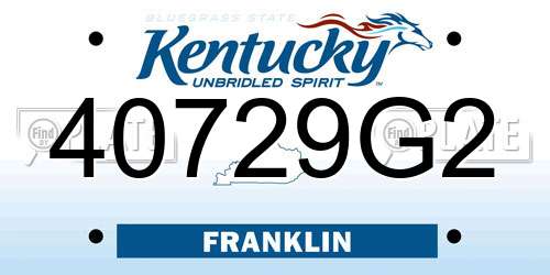 40729G2 Kentucky License Plate