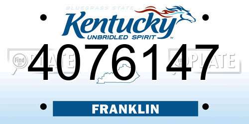 4076147 Kentucky License Plate