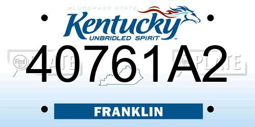 40761A2 Kentucky License Plate