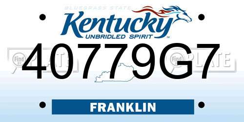 40779G7 Kentucky License Plate