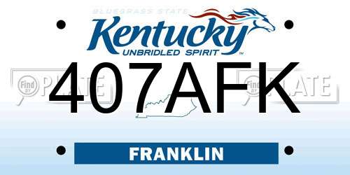407AFK Kentucky License Plate