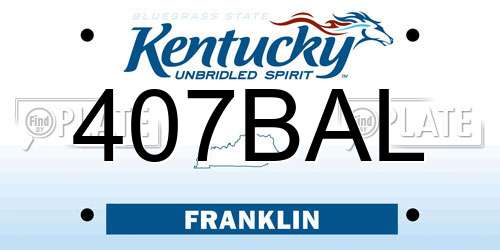 407BAL Kentucky License Plate