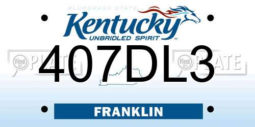407DL3 Kentucky License Plate