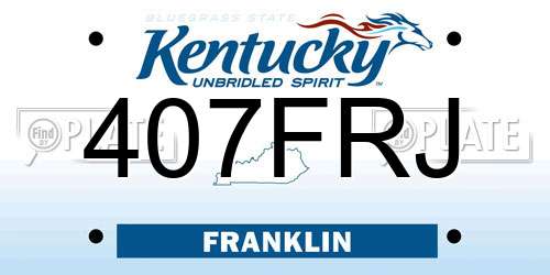 407FRJ Kentucky License Plate