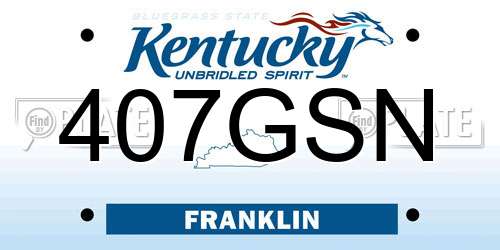 407GSN Kentucky License Plate