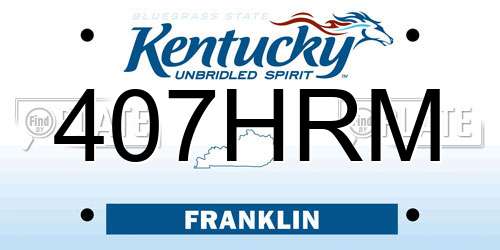 407HRM Kentucky License Plate