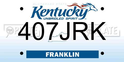 407JRK Kentucky License Plate