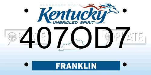 407OD7 Kentucky License Plate