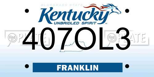 407OL3 Kentucky License Plate