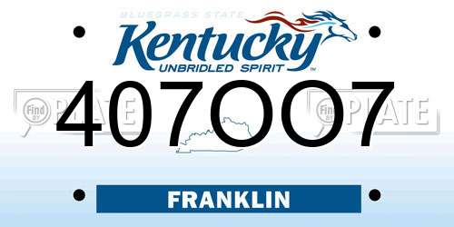 407OO7 Kentucky License Plate