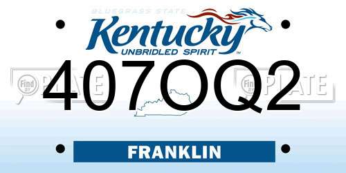 407OQ2 Kentucky License Plate