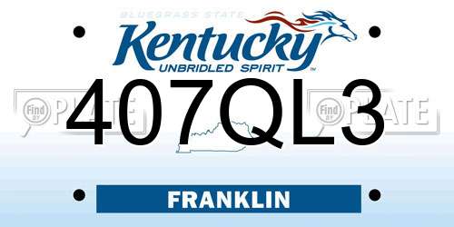 407QL3 Kentucky License Plate