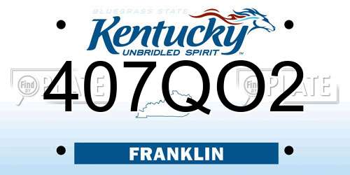 407QO2 Kentucky License Plate