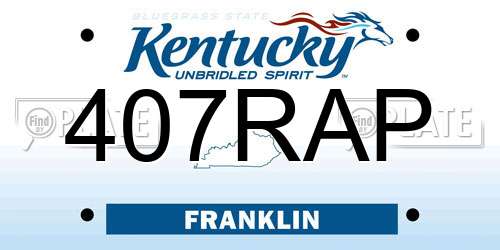 407RAP Kentucky License Plate