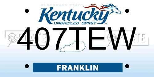 407TEW Kentucky License Plate