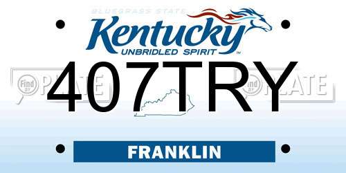 407TRY Kentucky License Plate