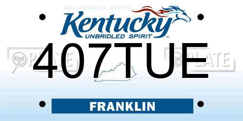 407TUE Kentucky License Plate