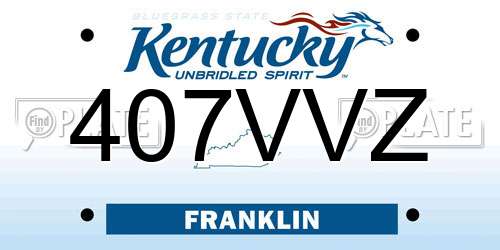 407VVZ Kentucky License Plate