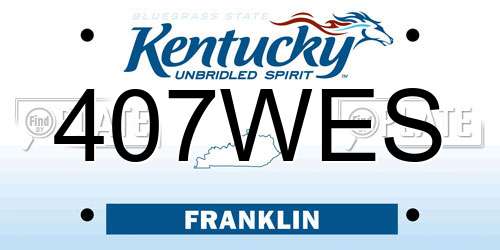 407WES Kentucky License Plate