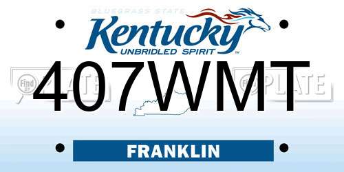 407WMT Kentucky License Plate