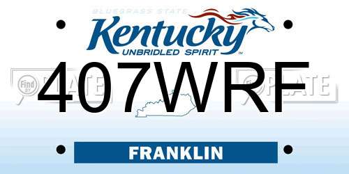407WRF Kentucky License Plate