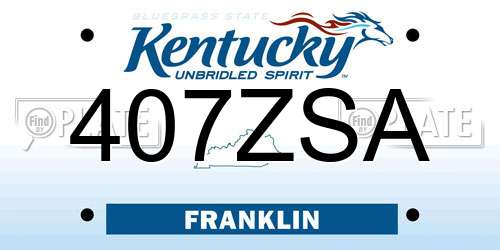 407ZSA Kentucky License Plate