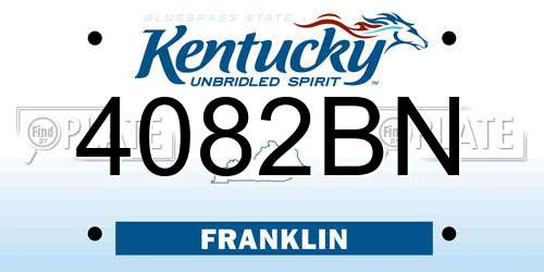 4082BN Kentucky License Plate