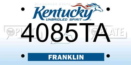 4085TA Kentucky License Plate