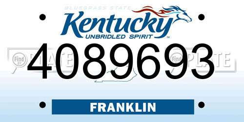 4089693 Kentucky License Plate