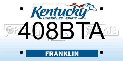 408BTA Kentucky License Plate