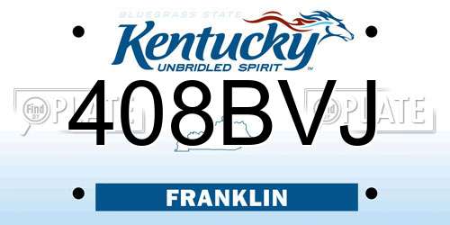 408BVJ Kentucky License Plate