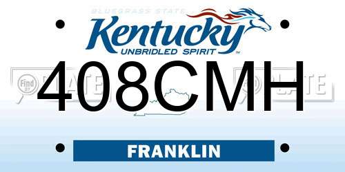 408CMH Kentucky License Plate